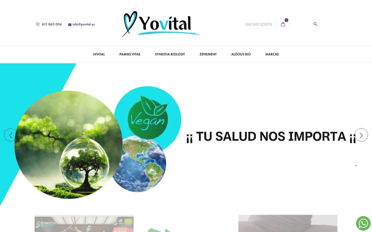 Captura limpia de la home oficial de Yovital