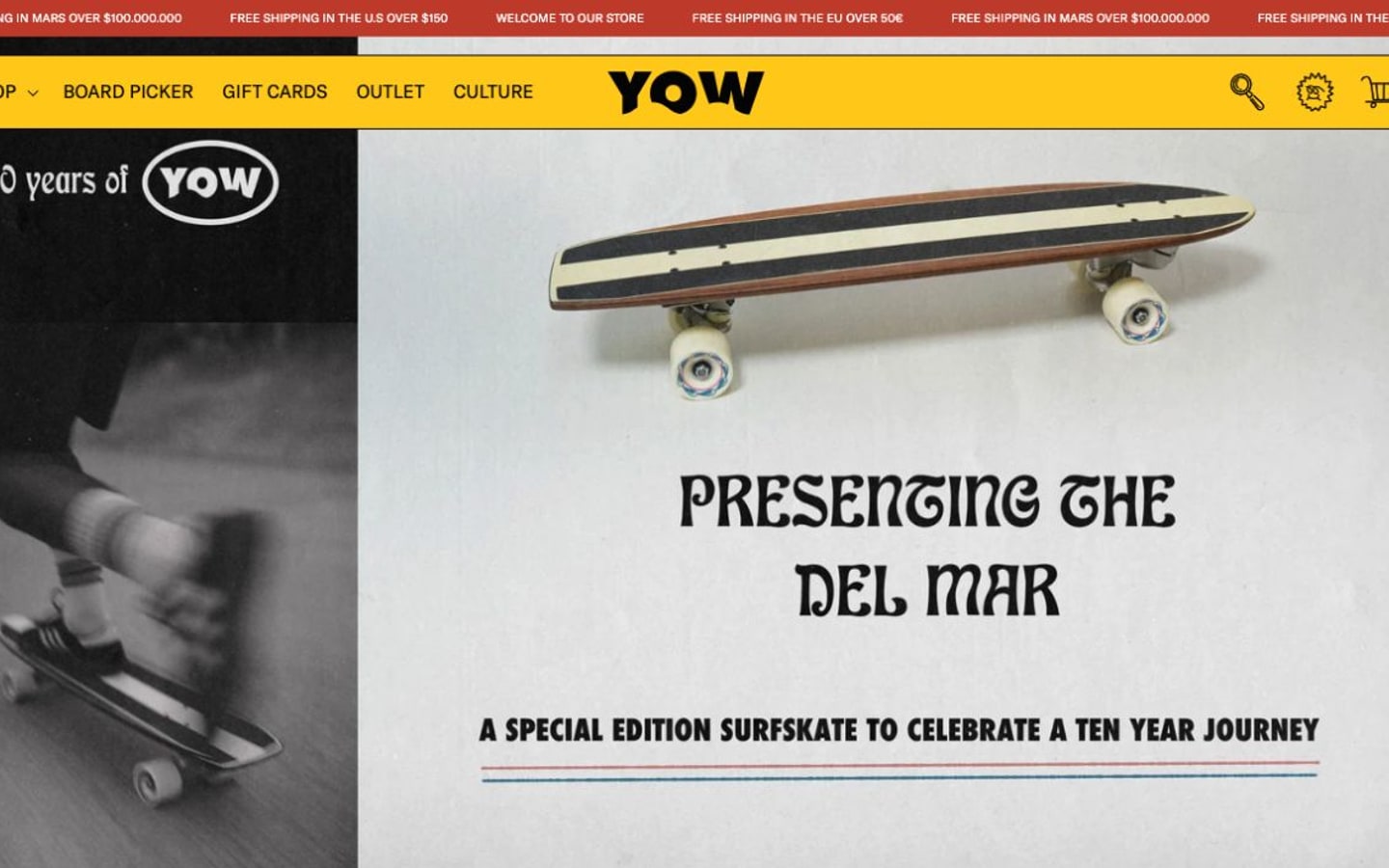 Captura limpia de la página de inicio oficial de YOW