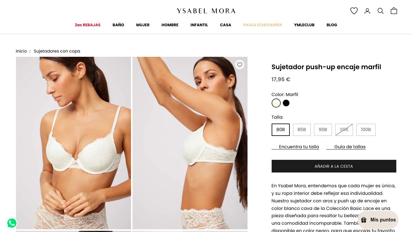 Sujetador push-up encaje marfil