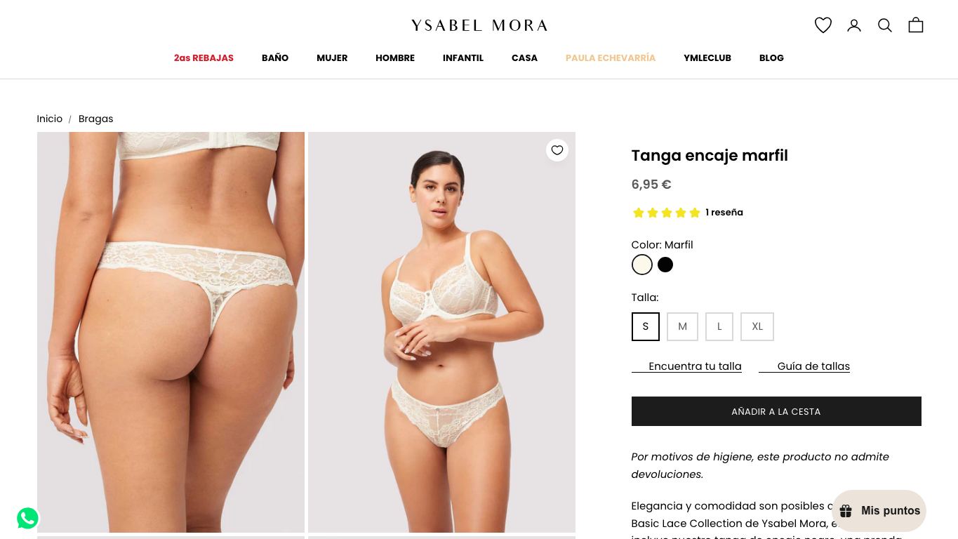 Tanga encaje marfil