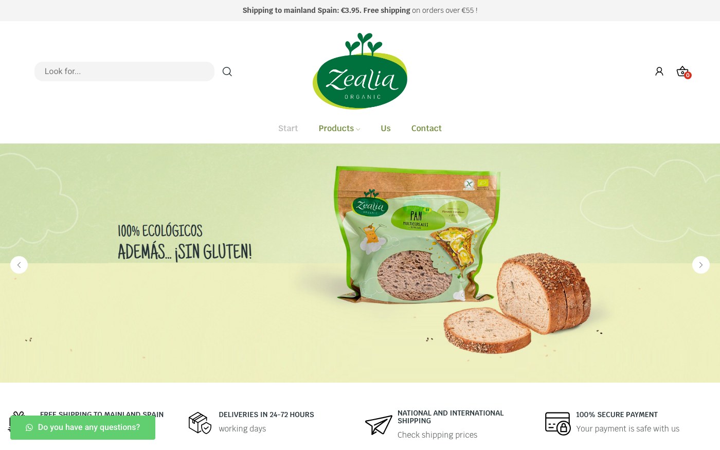 Captura de pantalla de la home de Zealia