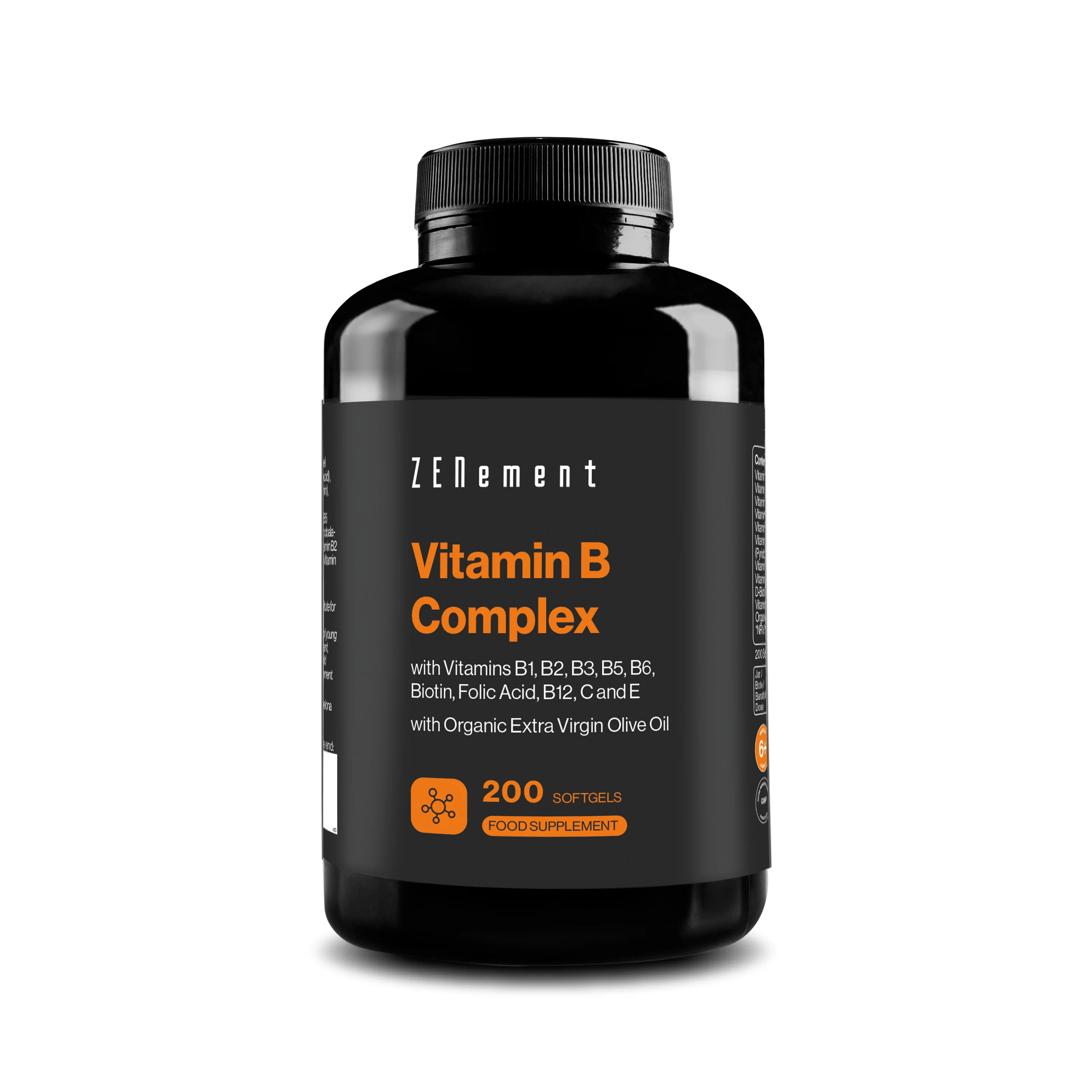 Vitamin B Complex with Vitamins B1, B2, B3, B5, B6, Biotin, Folic Acid, B12, C and E - 200 Softgels