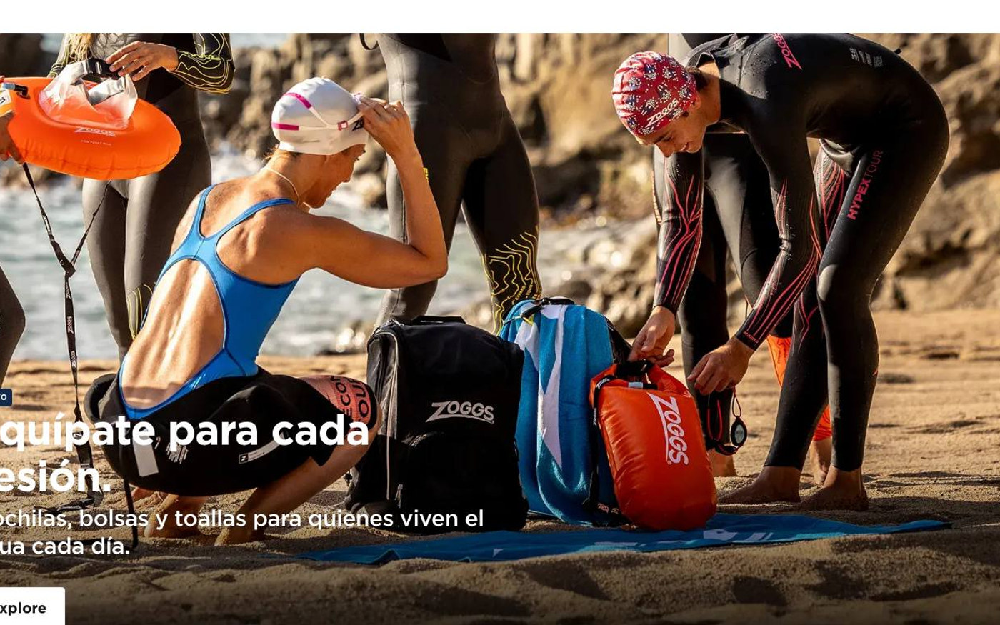 Captura limpia de la parte superior de la home de Zoggs