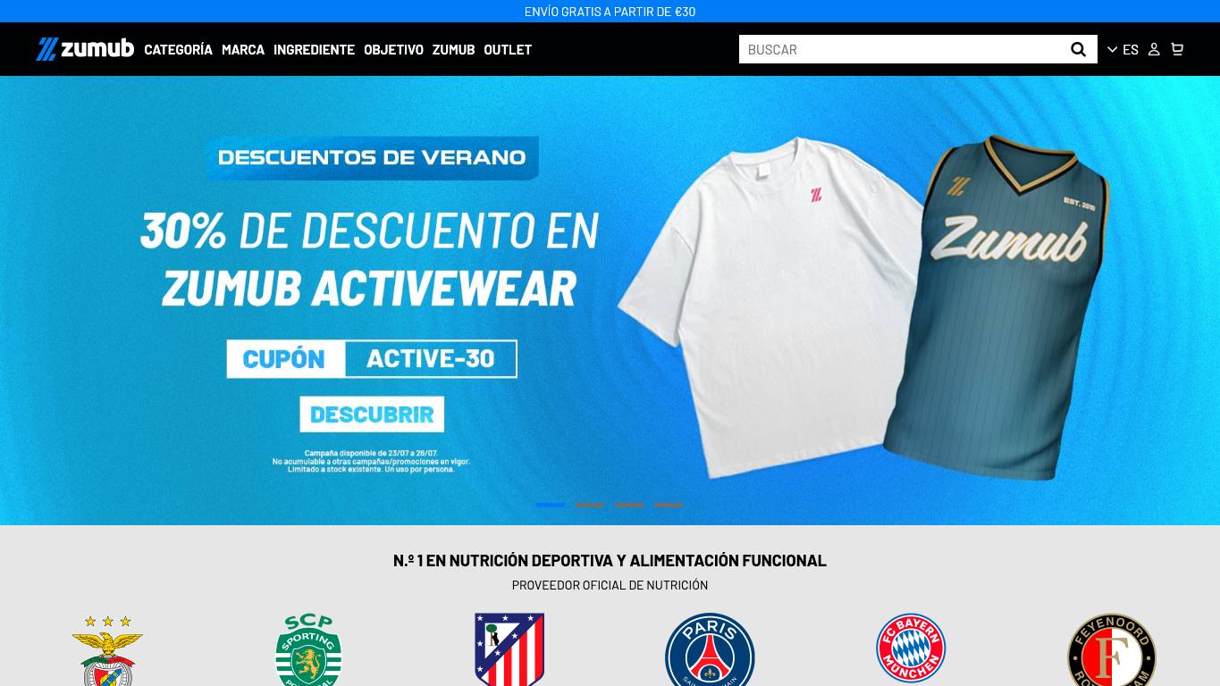 Captura limpia de la home de Zumub
